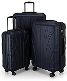 SUITLINE - Set of 3 Hardshell suitcases, Travel suitcases, Trolley, Rigid luggages, TSA, (55 cm, 66 cm, 76 cm), 100% ABS, mat, Darkblue