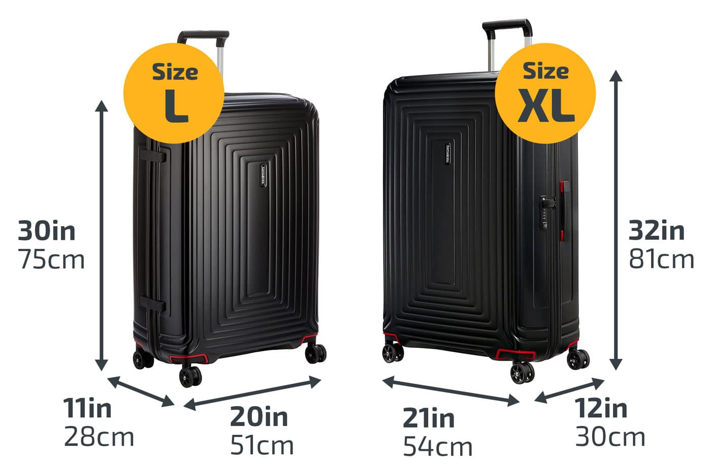 large travel suitcase size